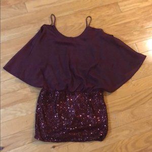 Maroon sequin mini dress